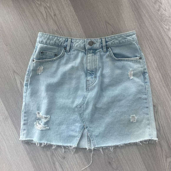 H&M Dresses & Skirts - H&M Light Blue and Distressed Denim Mini Skirt - Size 6